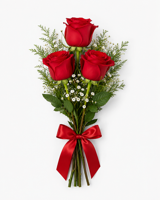 3 Stem Red Rose BQT